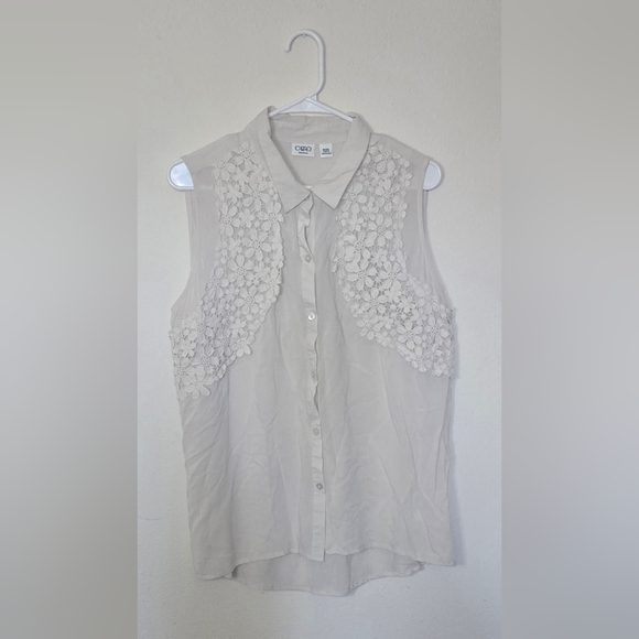 Cato Tops - Cato Woman Lace Sleeveless Business Casual Blouse Button Front 18/20W Plus